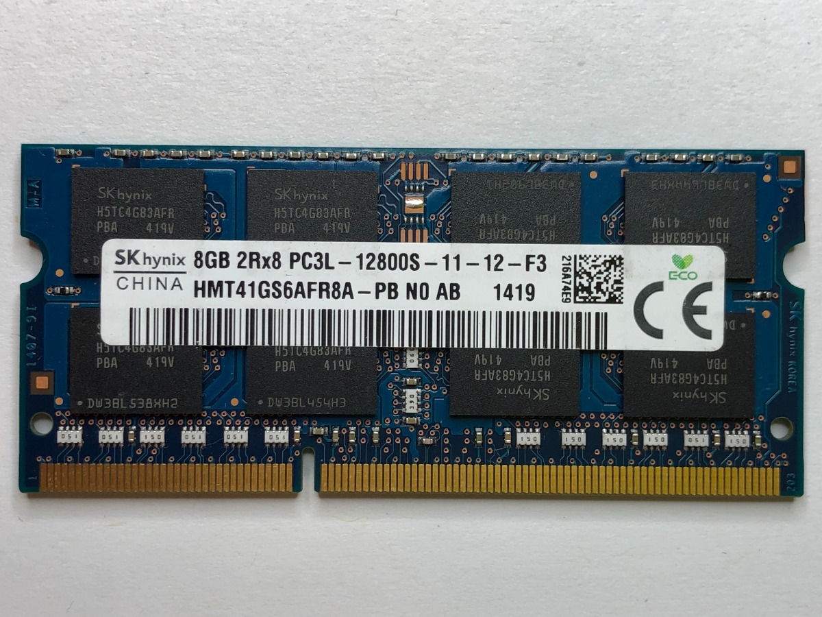 HYNIX 8GB 2Rx8 DDR3 PC3L-12800S MEMORIA RAM PARA PORTÁTIL HMT41GS6AFR8A